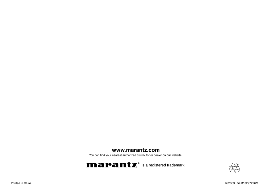 Marantz 541110297226M User Manual | Page 72 / 72