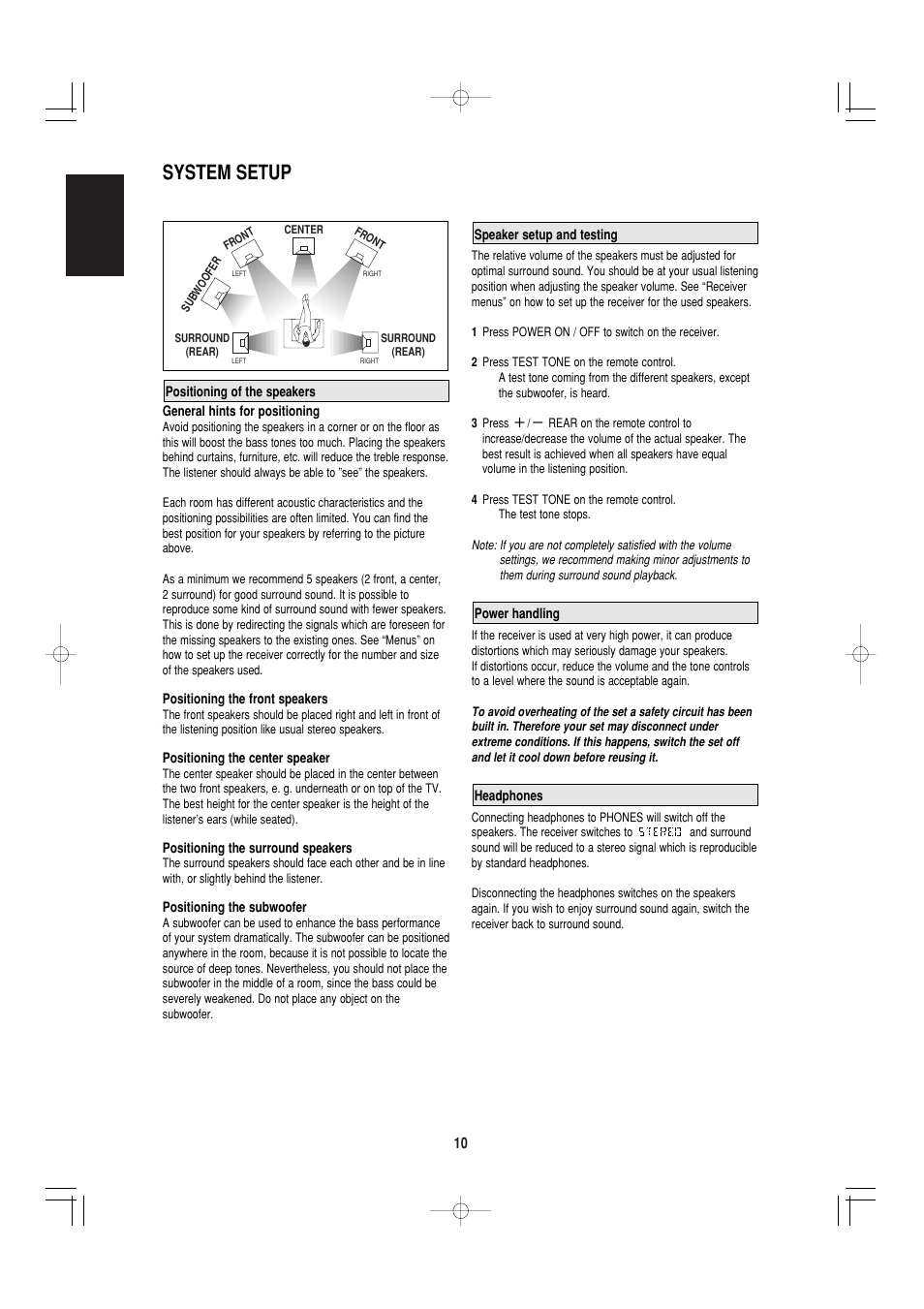 System setup, English | Marantz SR4000 User Manual | Page 15 / 30