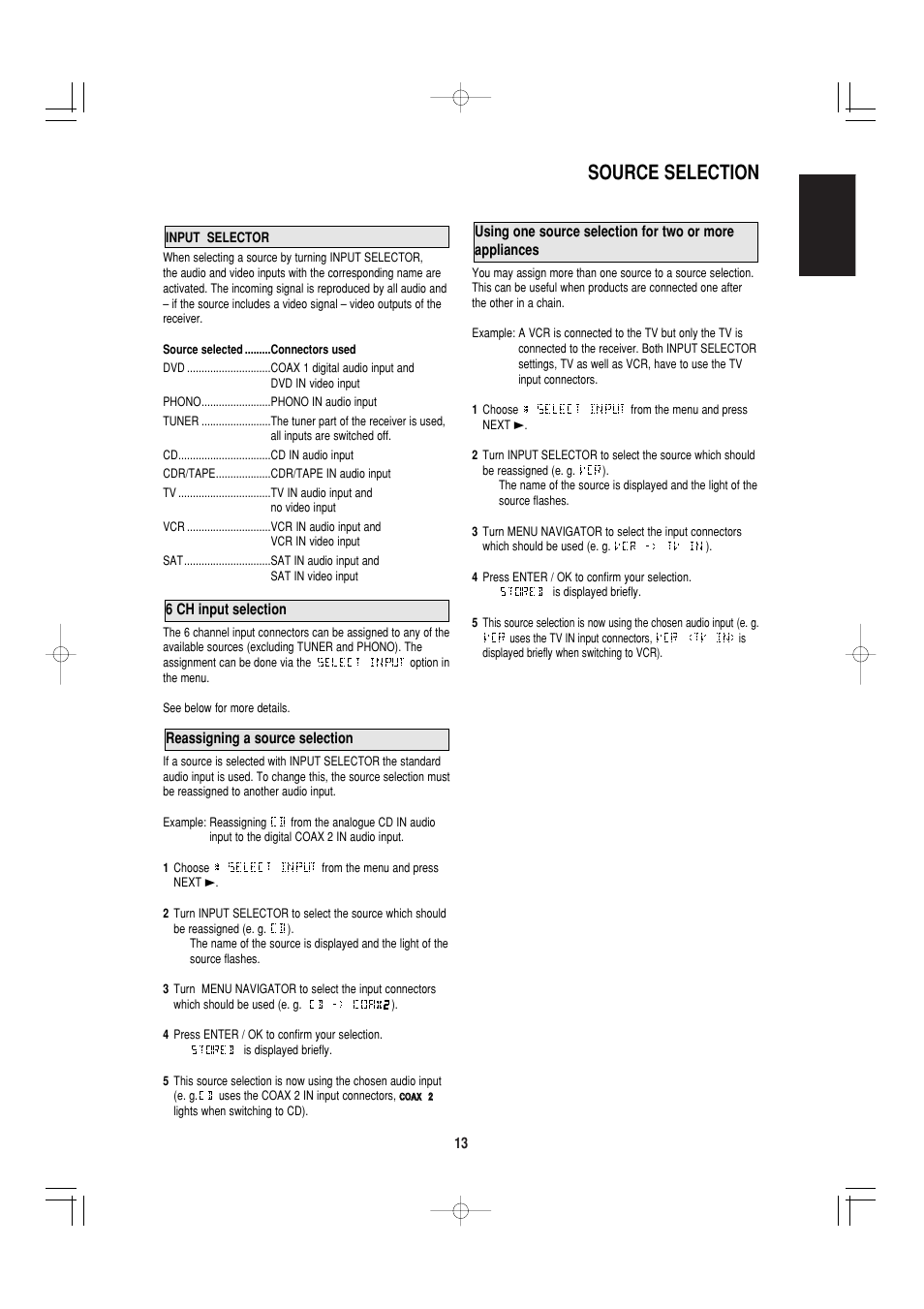 Source selection, English | Marantz SR4000 User Manual | Page 18 / 30