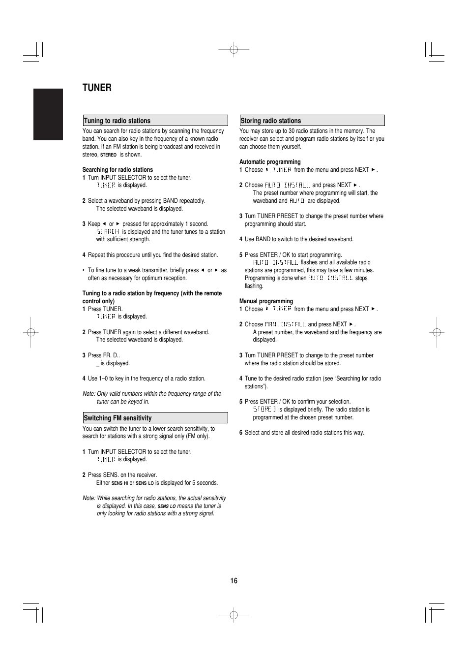 Tuner, English | Marantz SR4000 User Manual | Page 21 / 30