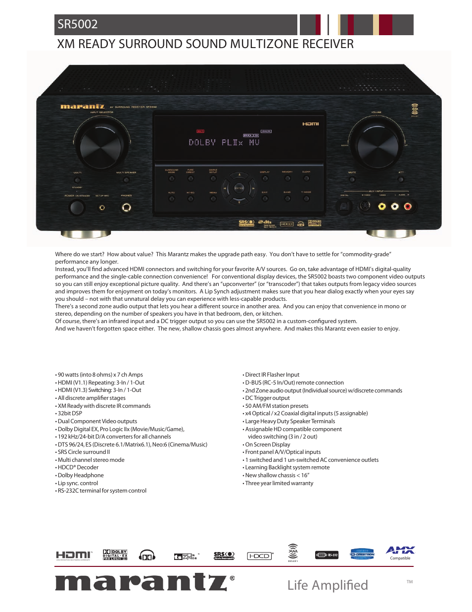 Marantz SR5002 User Manual | 2 pages