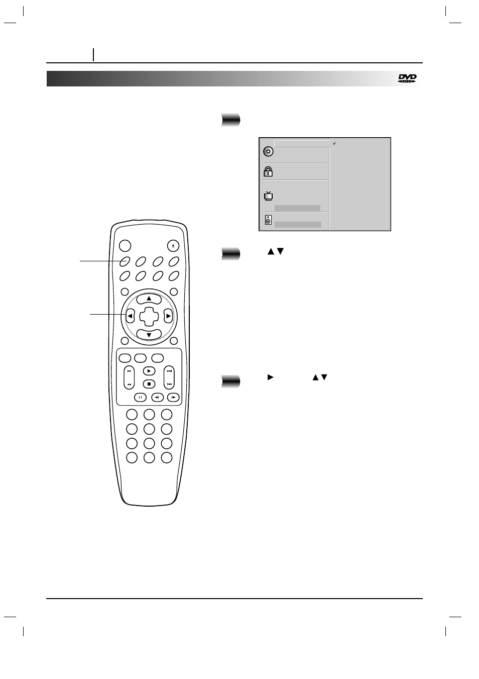 Common procedures of initial settings, Page 30 initial settings, Press setup in the stop or playback mode | Press, And then | Marantz DV3100 User Manual | Page 30 / 41