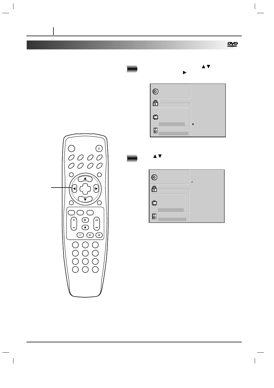 Page 32 initial settings, At the setup screen, press, Press | Marantz DV3100 User Manual | Page 32 / 41