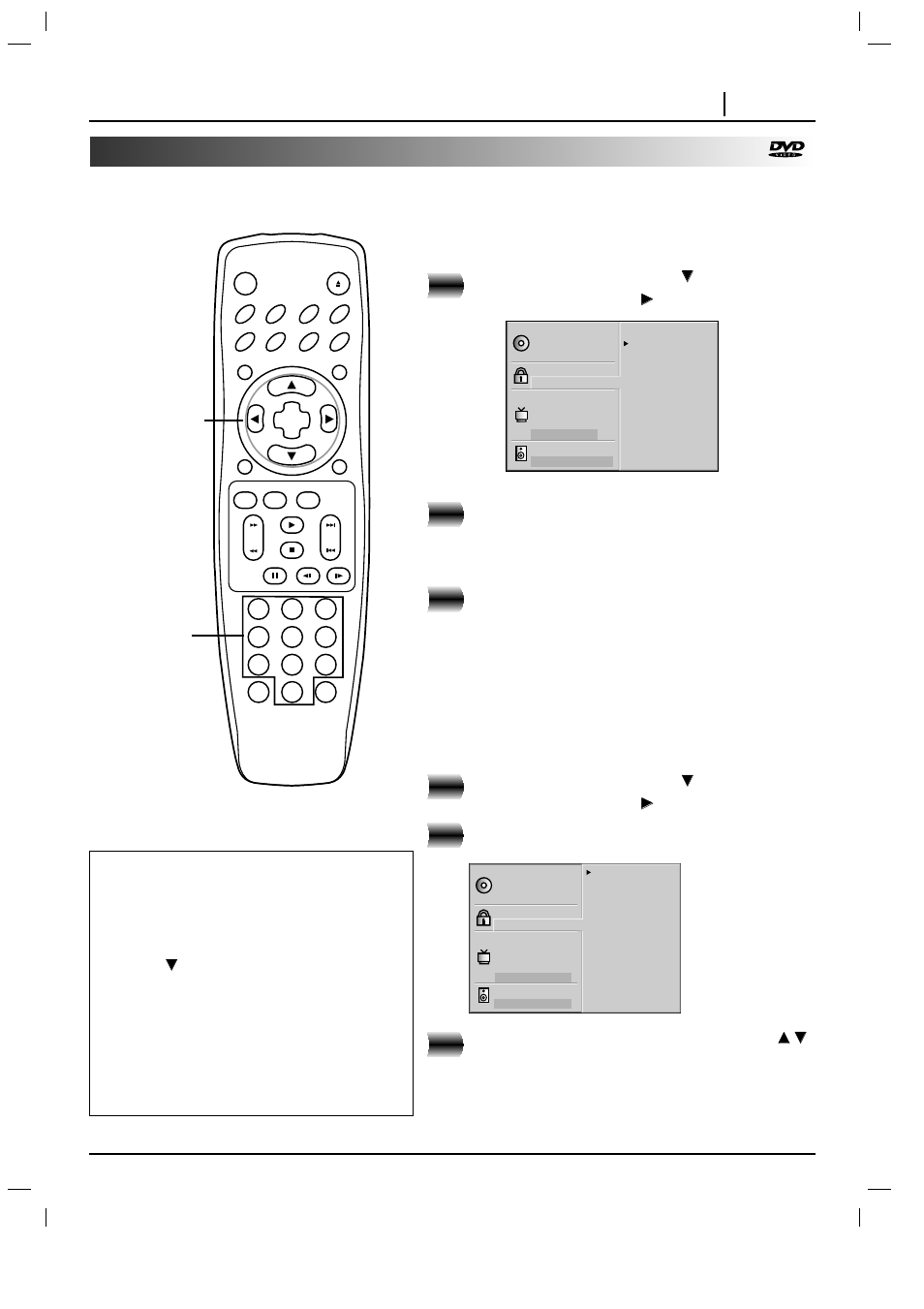 Initial settings page 33, At the setup screen, press, Input a 4-digit password and press select/enter | Press, Enter a new password | Marantz DV3100 User Manual | Page 33 / 41