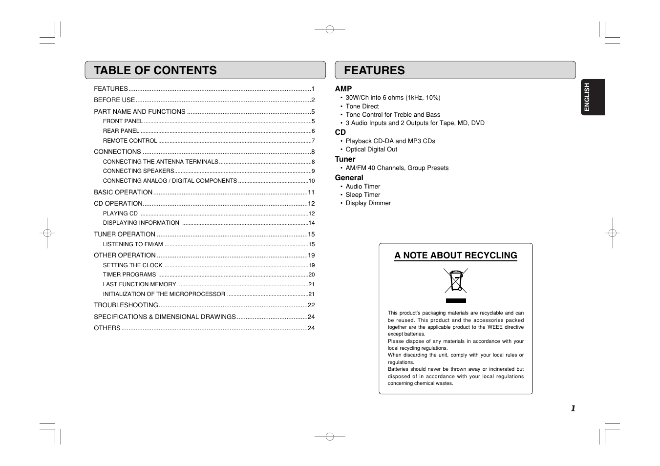 Marantz CR401 User Manual | Page 5 / 29