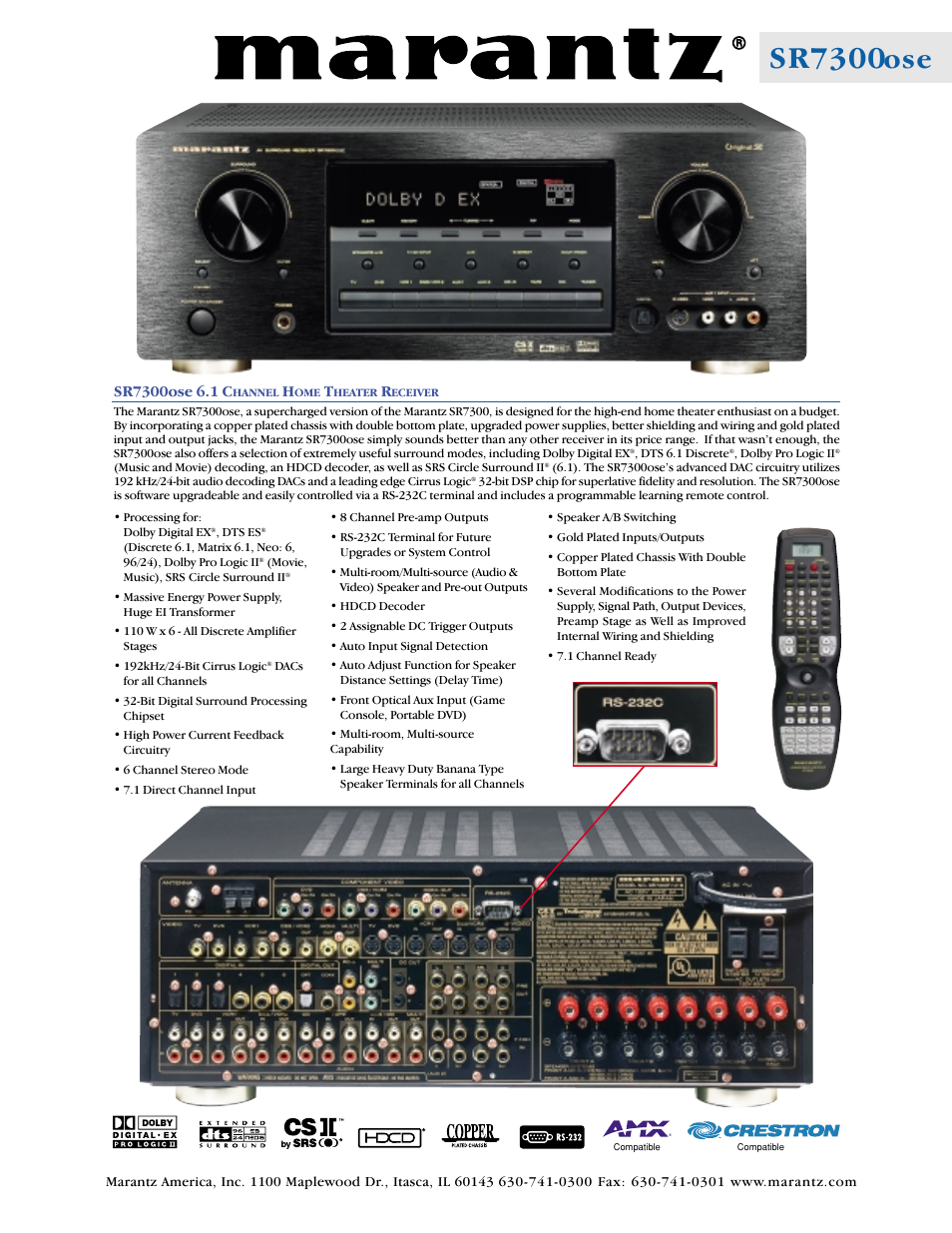 Marantz SR7300OSE User Manual | 1 page