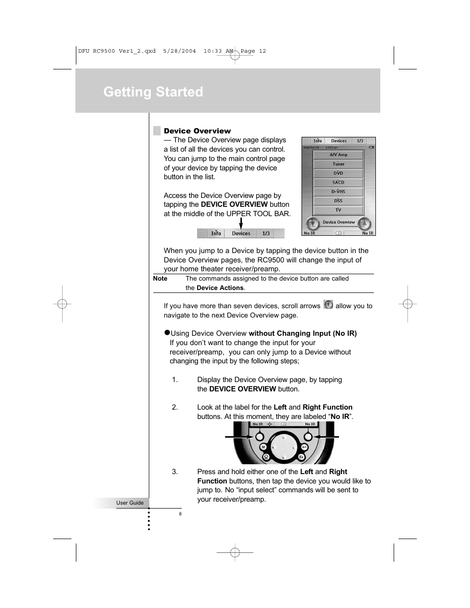 Getting started | Marantz RC9500 User Manual | Page 12 / 78