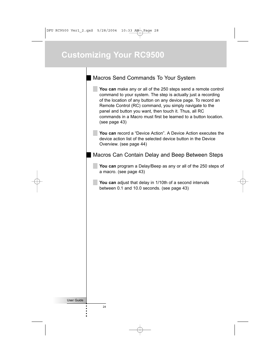 Customizing your rc9500 | Marantz RC9500 User Manual | Page 28 / 78