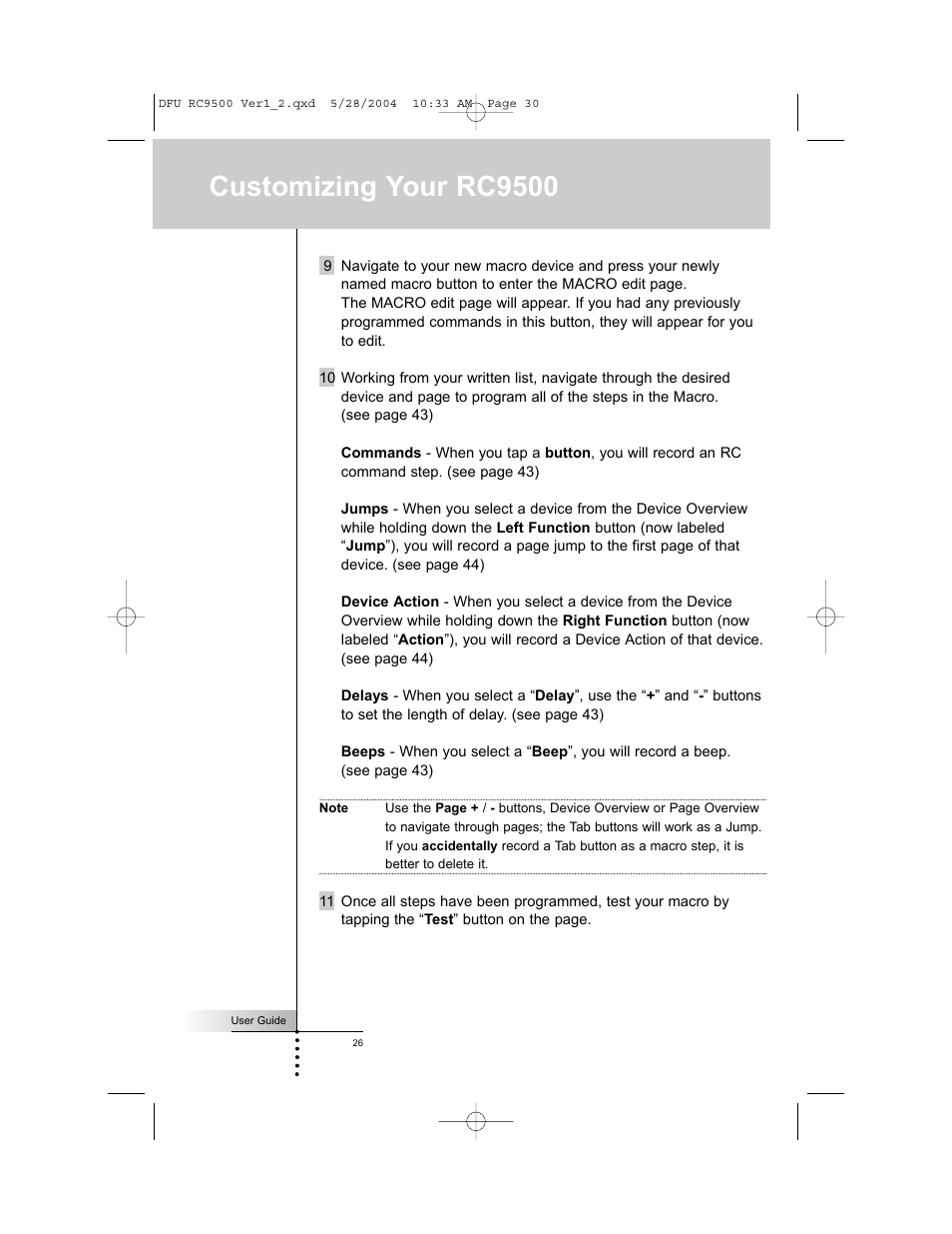 Customizing your rc9500 | Marantz RC9500 User Manual | Page 30 / 78