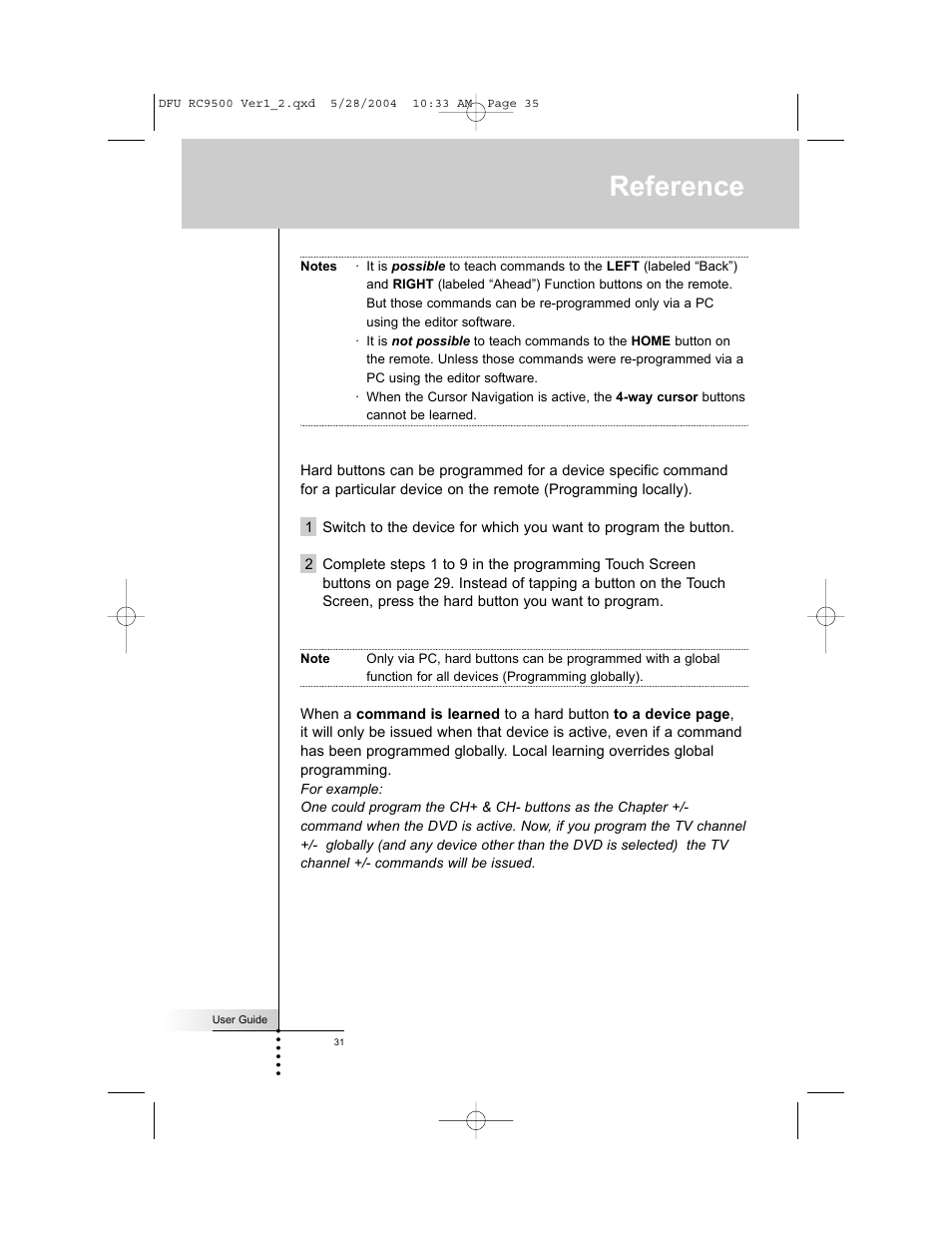 Reference | Marantz RC9500 User Manual | Page 35 / 78