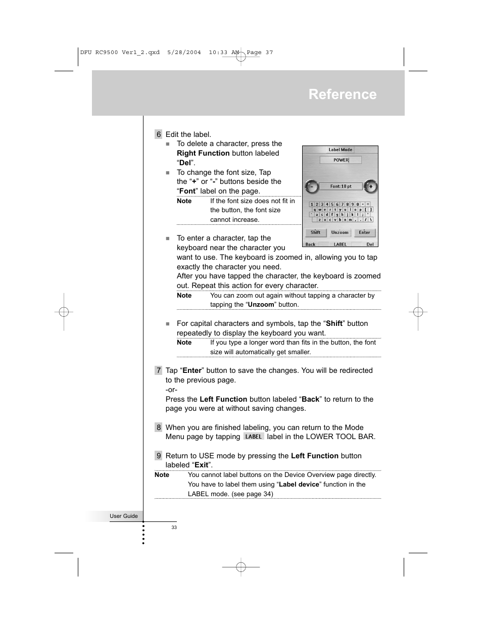 Reference | Marantz RC9500 User Manual | Page 37 / 78