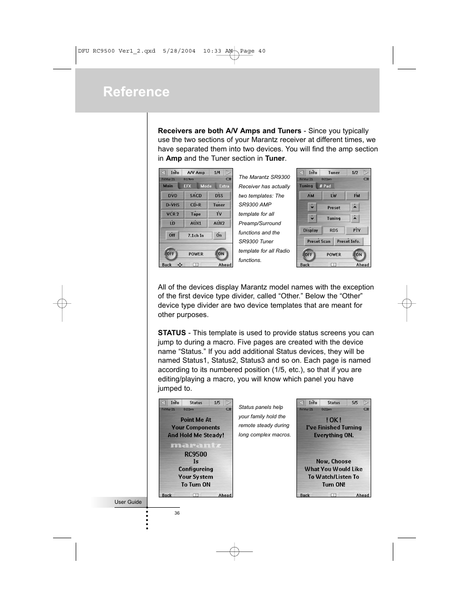 Reference | Marantz RC9500 User Manual | Page 40 / 78