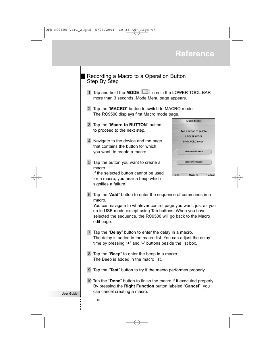 Reference | Marantz RC9500 User Manual | Page 47 / 78