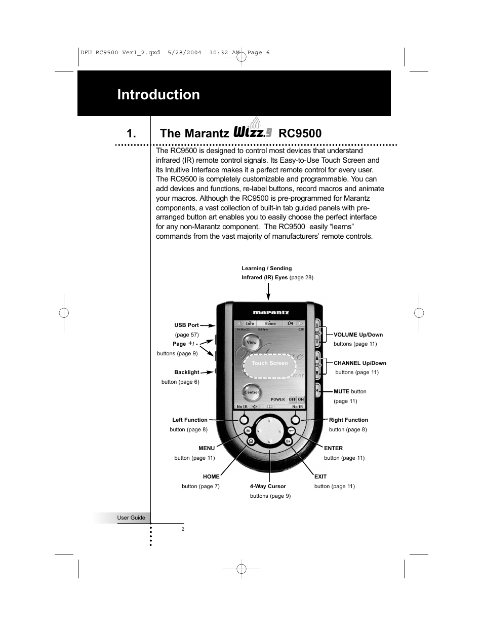 Introduction, The marantz rc9500 | Marantz RC9500 User Manual | Page 6 / 78