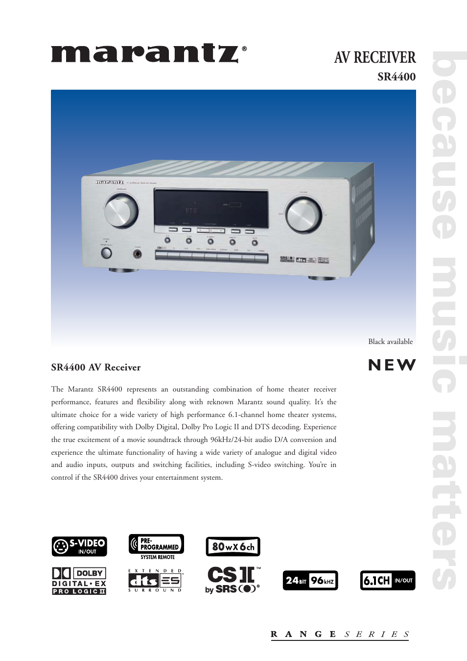 Marantz SR4400 User Manual | 4 pages