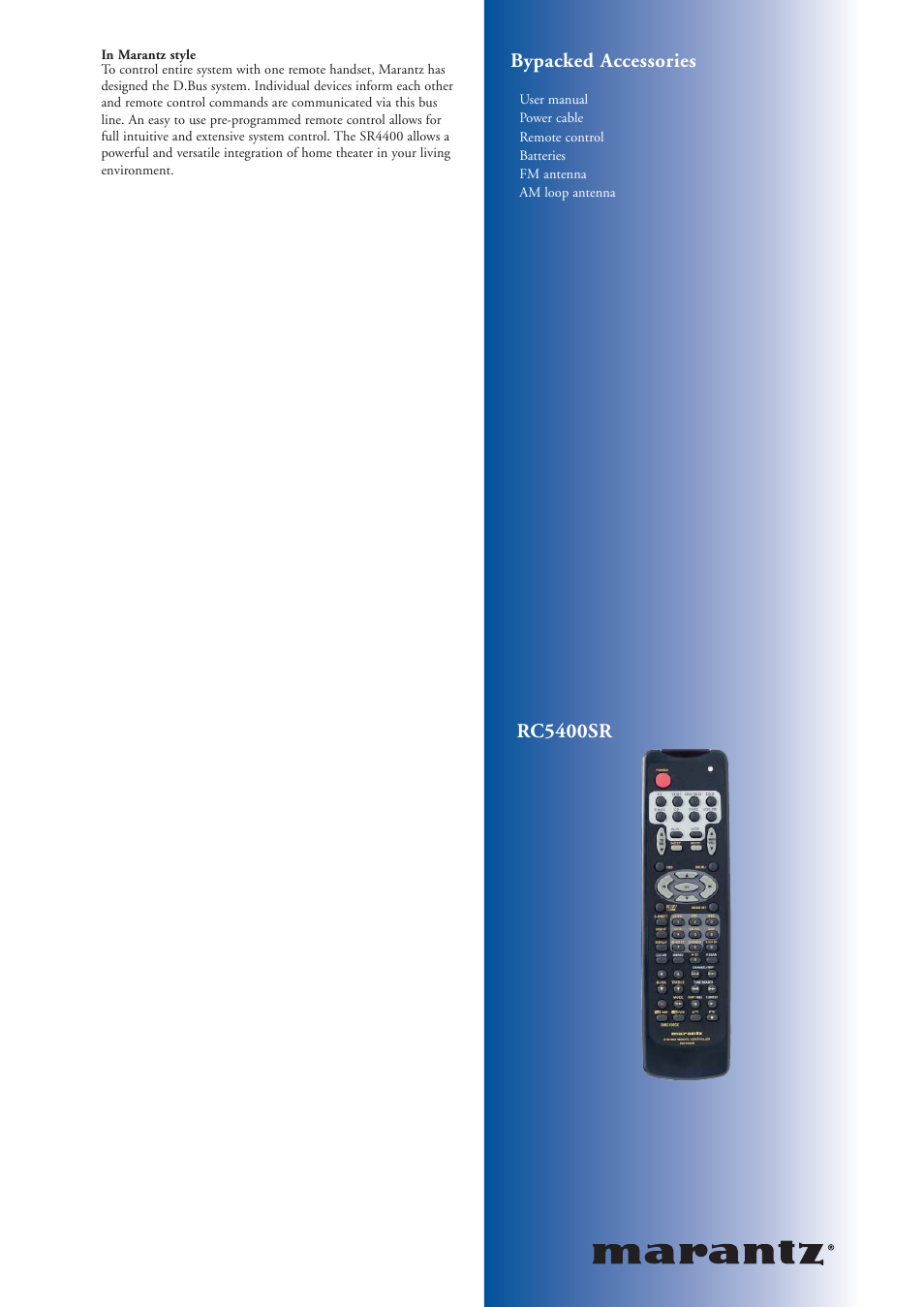 Rc5400sr bypacked accessories | Marantz SR4400 User Manual | Page 3 / 4