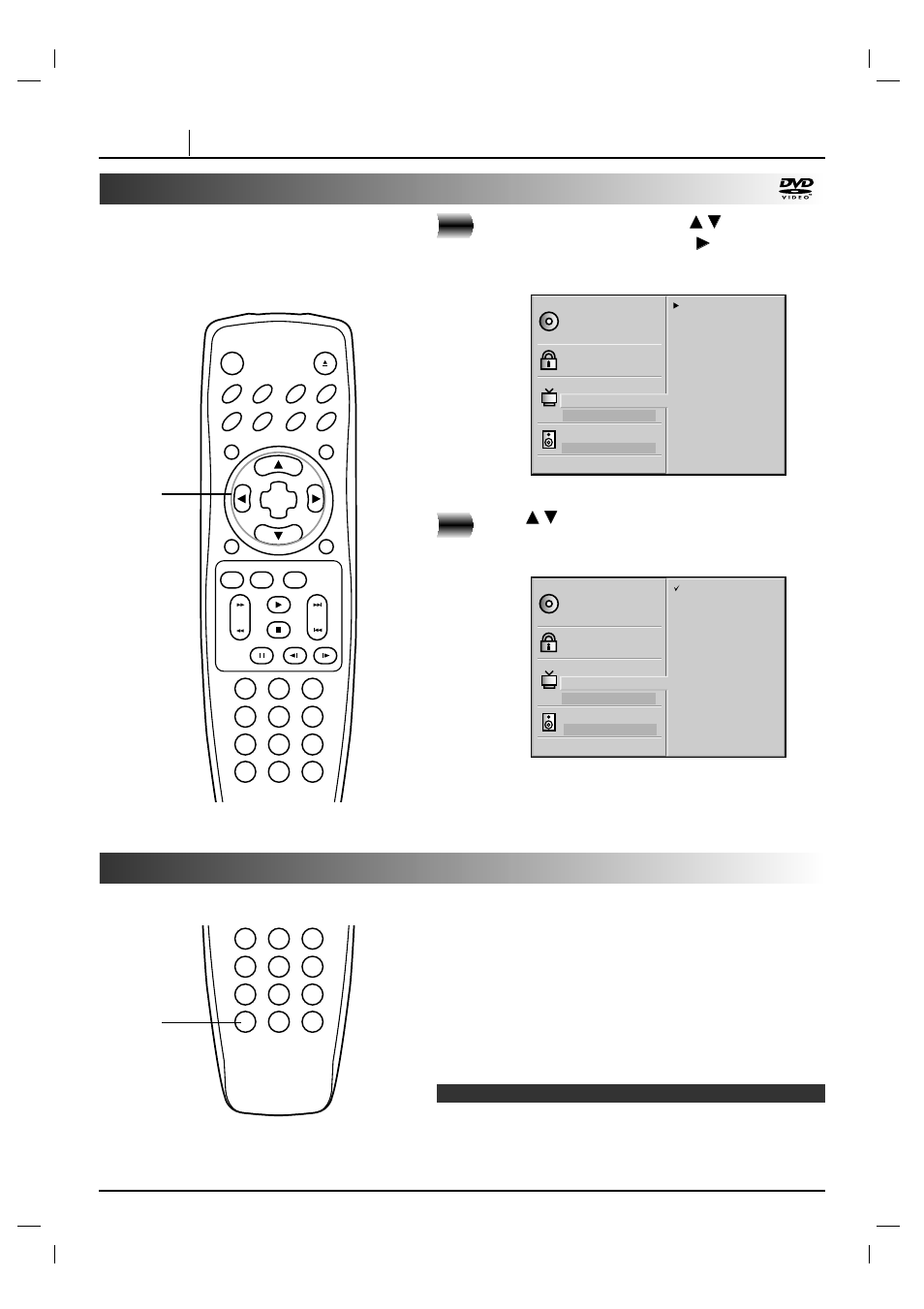 Selecting menu language, Setting remote control codes, Page 38 initial settings | At the setup screen, press, Press | Marantz DV4200 User Manual | Page 38 / 45