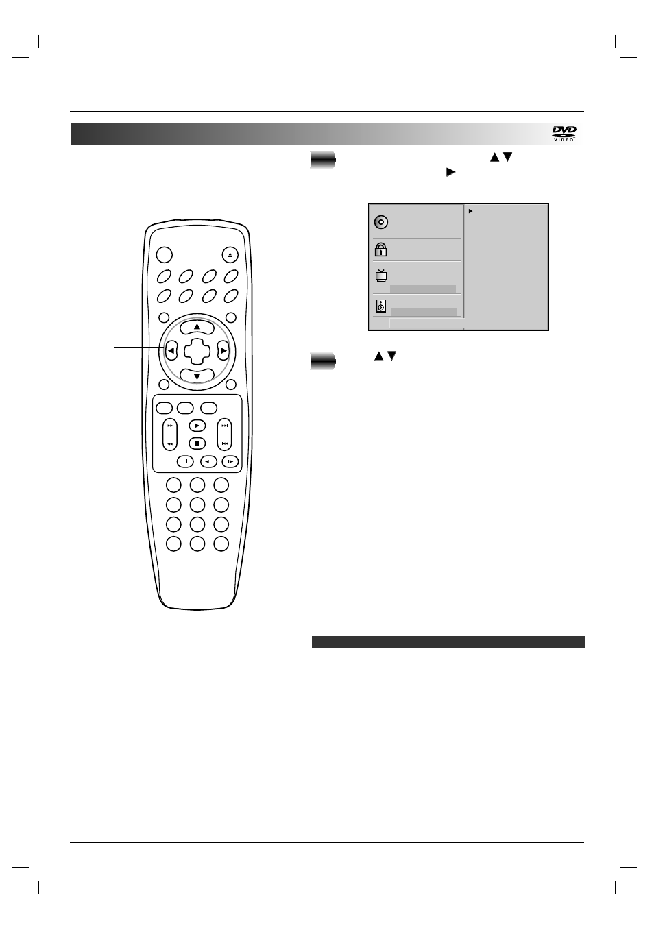 Others, Page 40 initial settings, At the setup screen, press | Press, Drc (dynamic range compression) on/off, Vocal on/off, Video on/off | Marantz DV4200 User Manual | Page 40 / 45