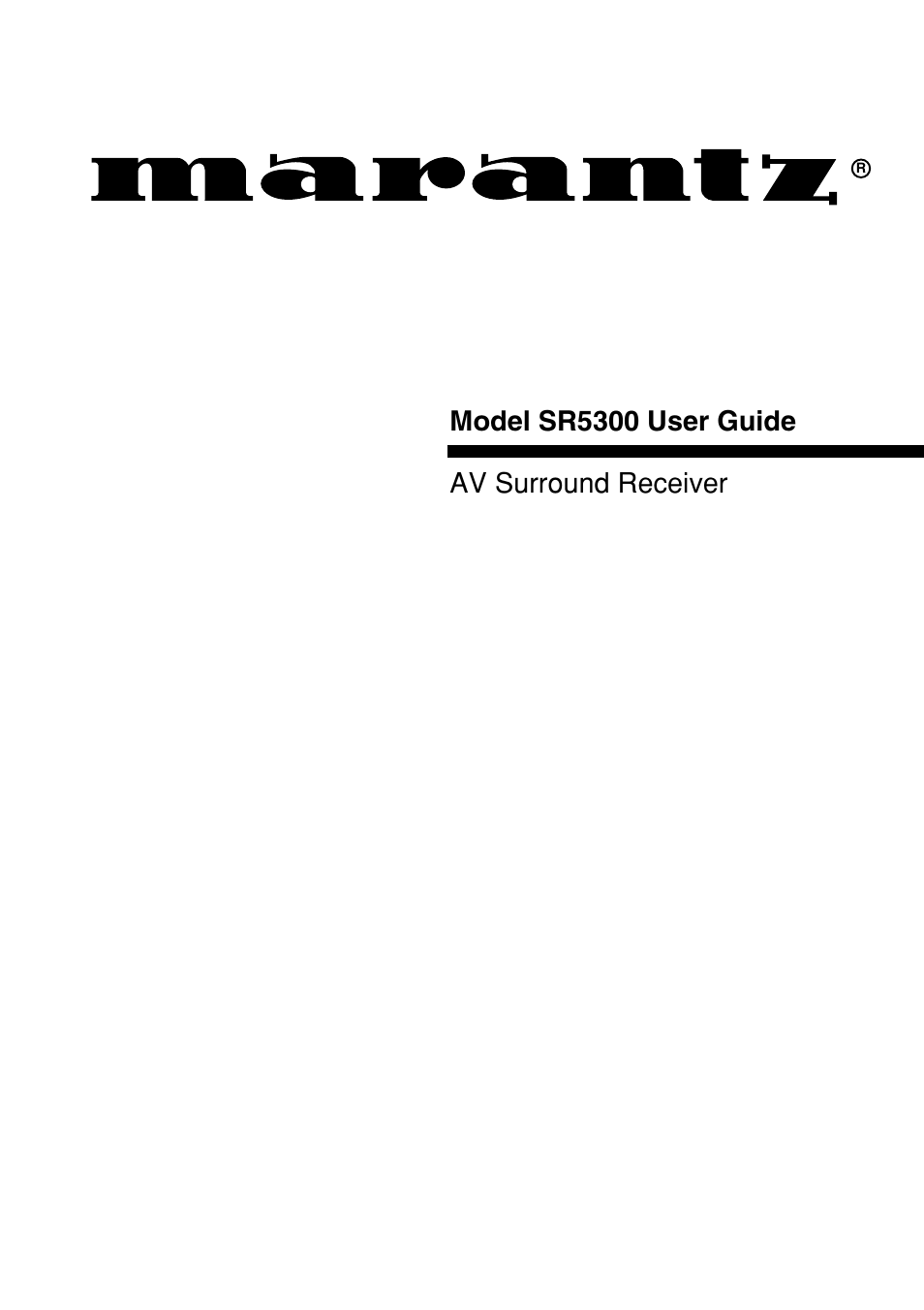 Marantz SR5300 User Manual | 40 pages