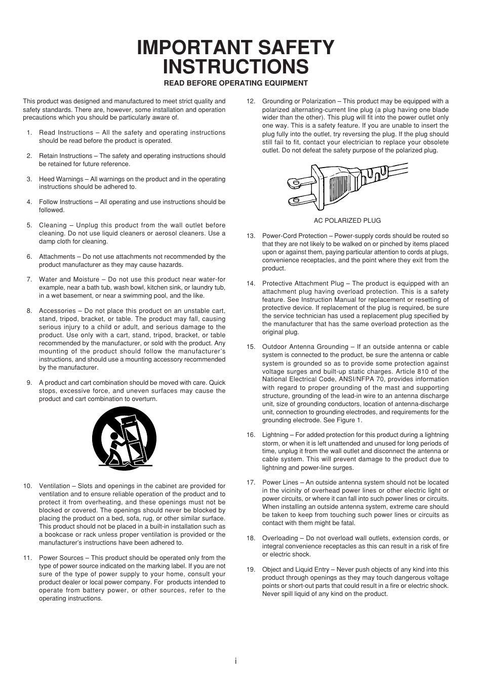 Important safety instructions | Marantz SR5300 User Manual | Page 2 / 40
