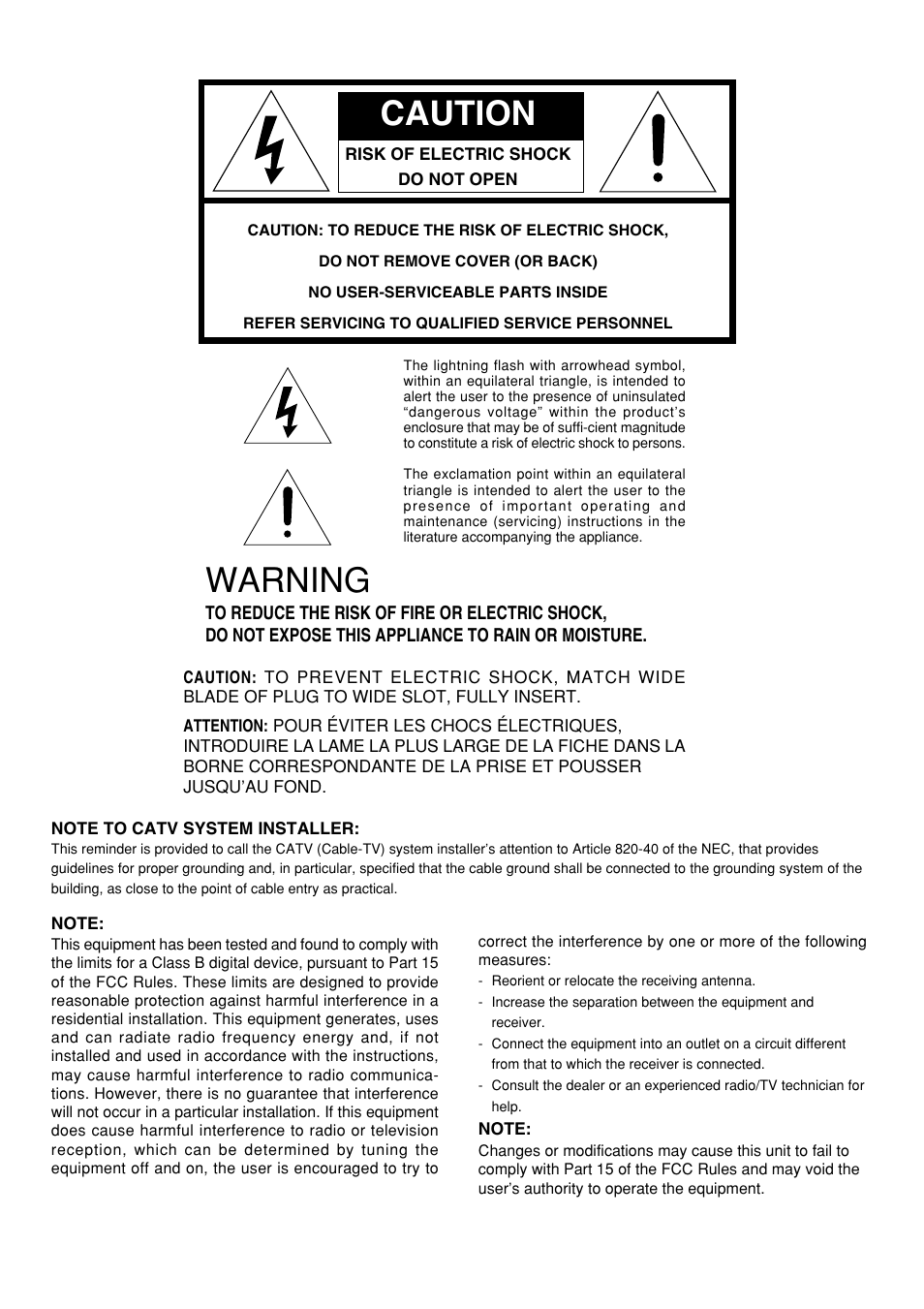 Caution, Warning | Marantz SR5300 User Manual | Page 5 / 40