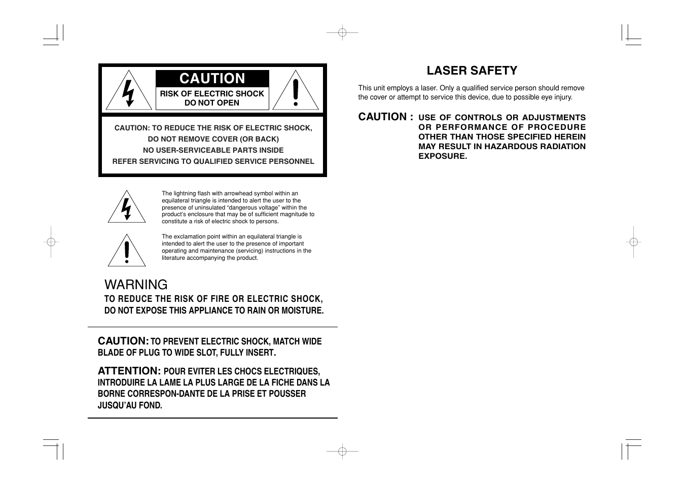 Caution, Warning, Laser safety | Marantz CC4001 User Manual | Page 2 / 24