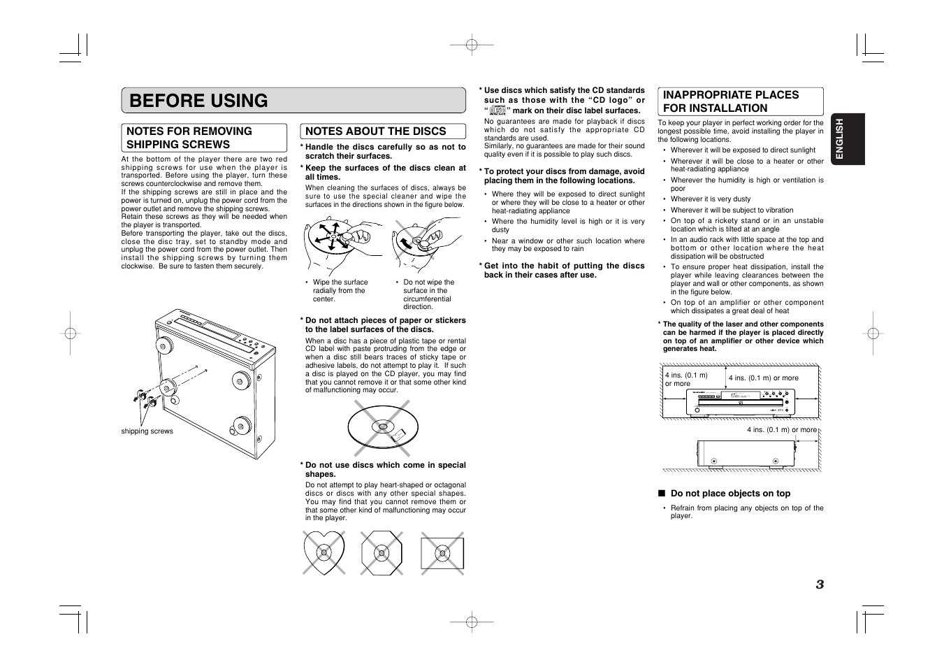 Before using | Marantz CC4001 User Manual | Page 6 / 24