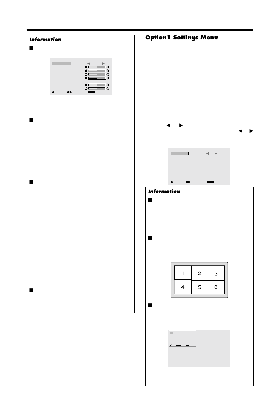 Option1 settings menu, Button is pressed, Information Ⅵ when “auto picture” is “off | Marantz PD4240D User Manual | Page 30 / 60