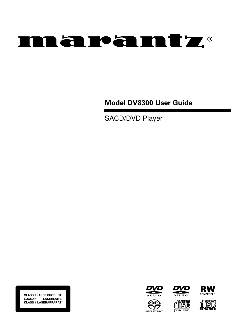 Marantz DV8300 User Manual | 72 pages