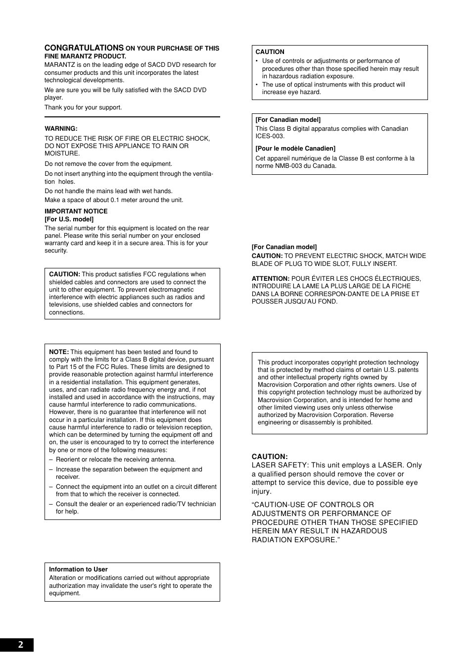 Marantz DV8300 User Manual | Page 2 / 72