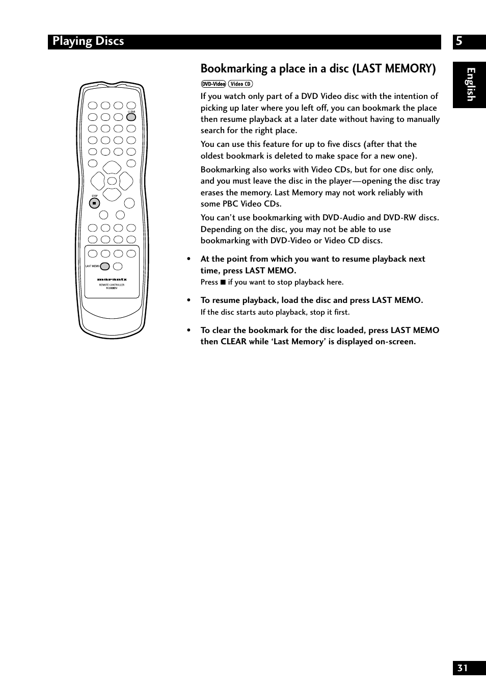 5playing discs | Marantz DV8300 User Manual | Page 31 / 72