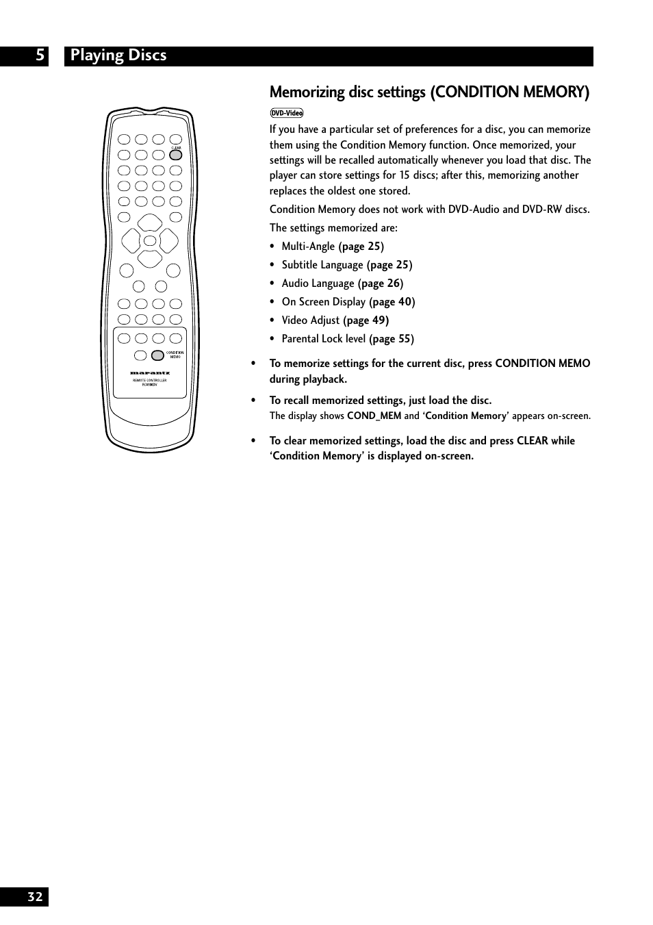 Playing discs 5 | Marantz DV8300 User Manual | Page 32 / 72