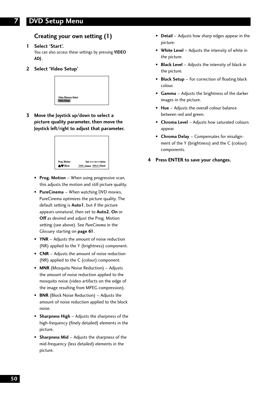Dvd setup menu 7, Creating your own setting (1) | Marantz DV8300 User Manual | Page 50 / 72