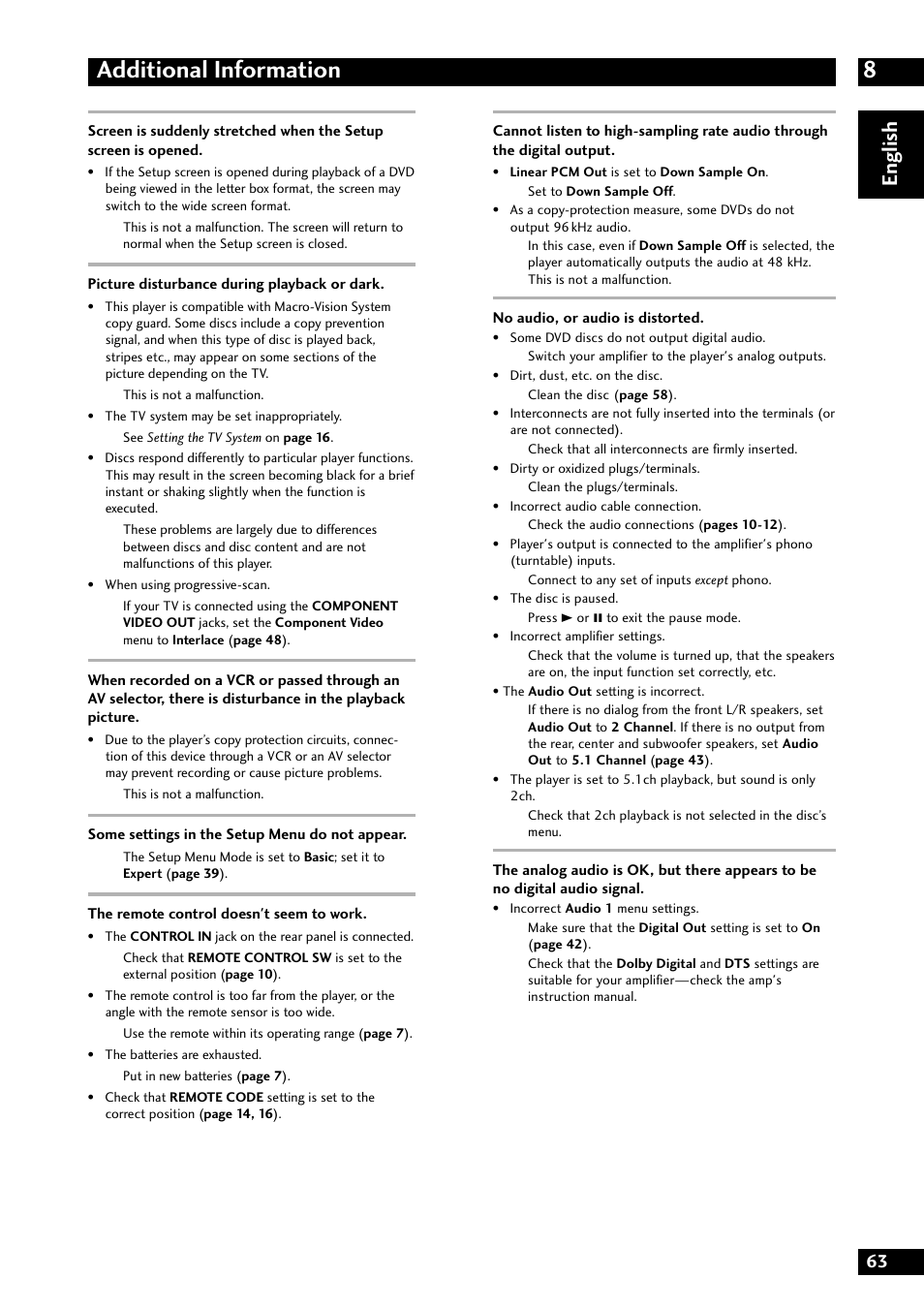 8additional information, English | Marantz DV8300 User Manual | Page 63 / 72