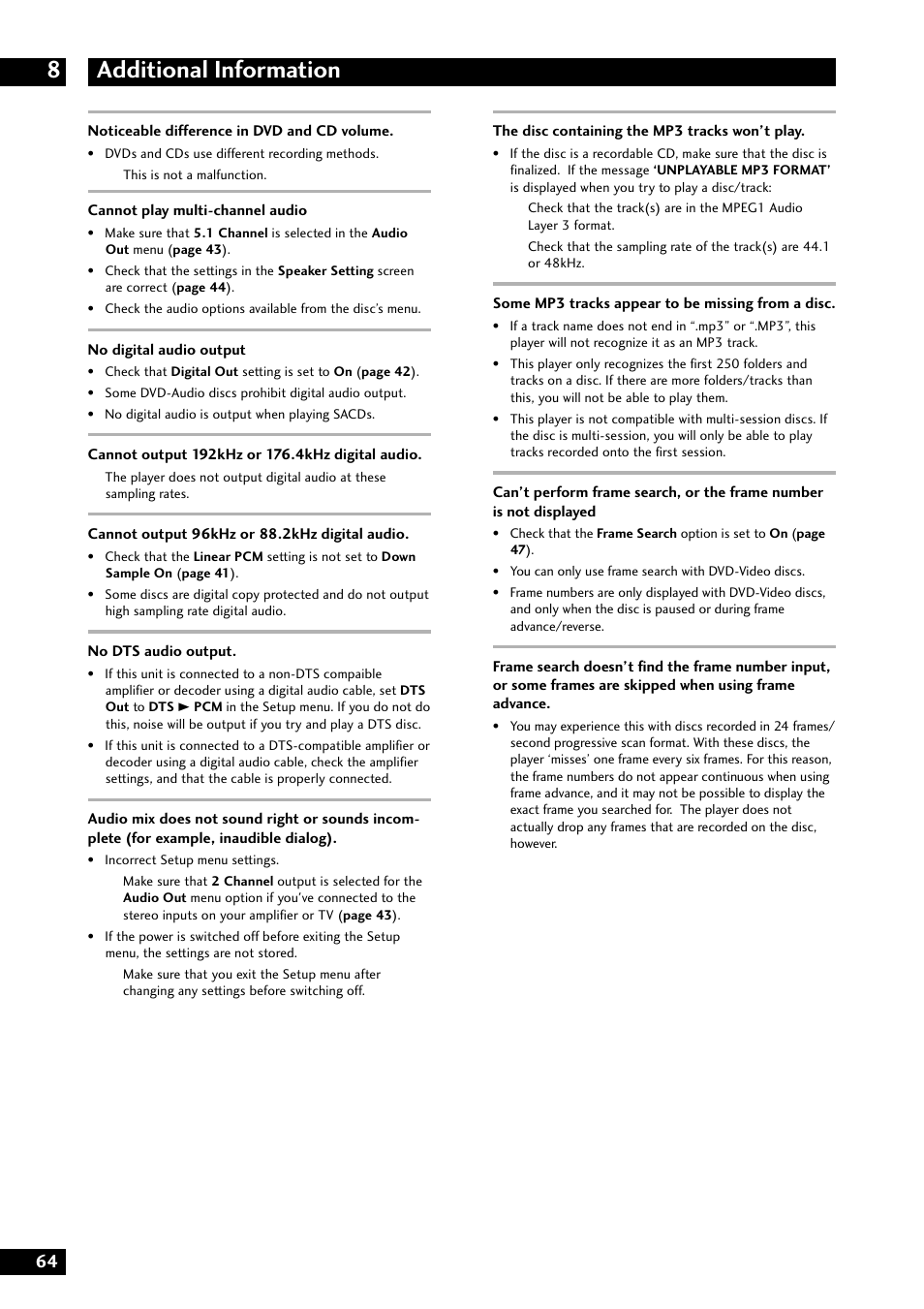 Additional information 8 | Marantz DV8300 User Manual | Page 64 / 72