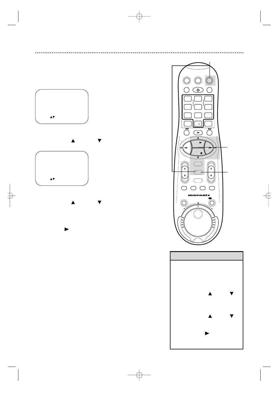 20 language selection, Helpful hint, Press the vcr button, then press the menu button | Marantz MV5100 User Manual | Page 20 / 82