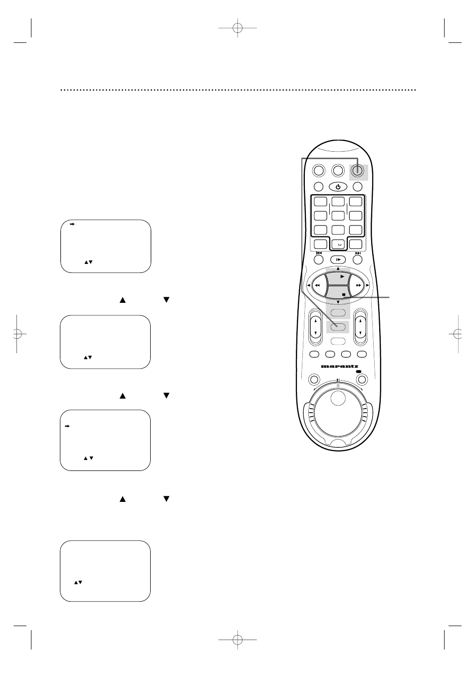 Setting the controller to operate a cable box 51, Press the vcr button, then press the menu button, Instructions continue on page 52 | Marantz MV5100 User Manual | Page 51 / 82