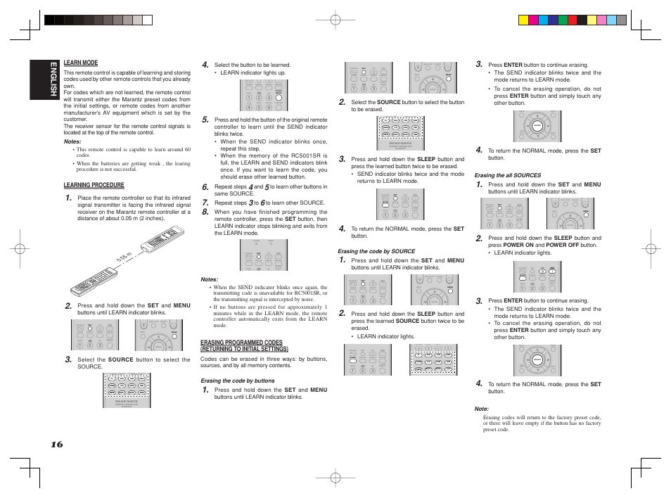 Sys tem re mot e co ntr oll er rc5 500s r, English | Marantz SR6001 User Manual | Page 20 / 68