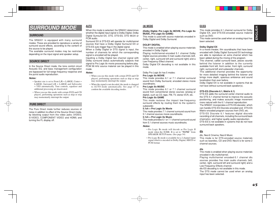 Surround mode | Marantz SR6001 User Manual | Page 49 / 68