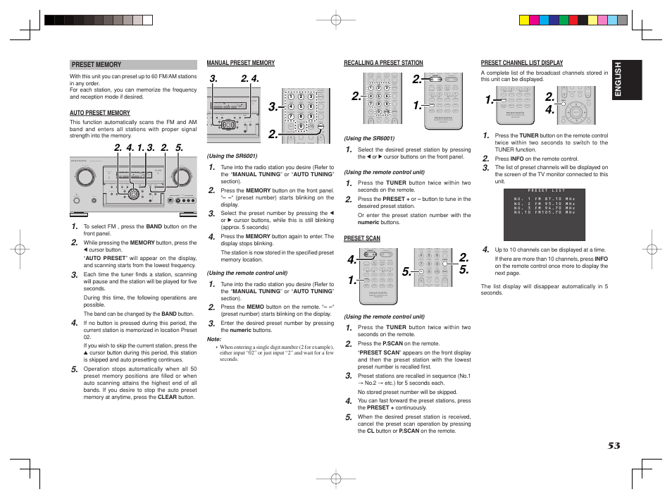 P.scan cat t.mode, Tuning preset, Cat p.scan cat t.mode | Marantz SR6001 User Manual | Page 57 / 68