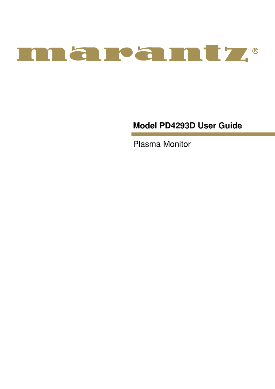 Marantz PD4293D User Manual | 64 pages