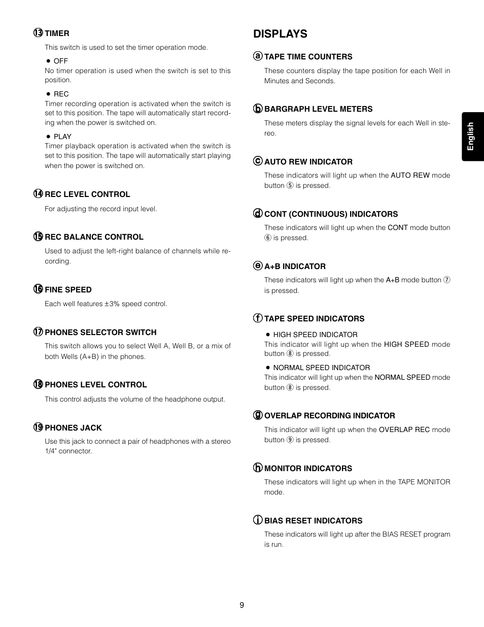 Displays | Marantz 3-Head Double Cassette Deck PMD520 User Manual | Page 10 / 22