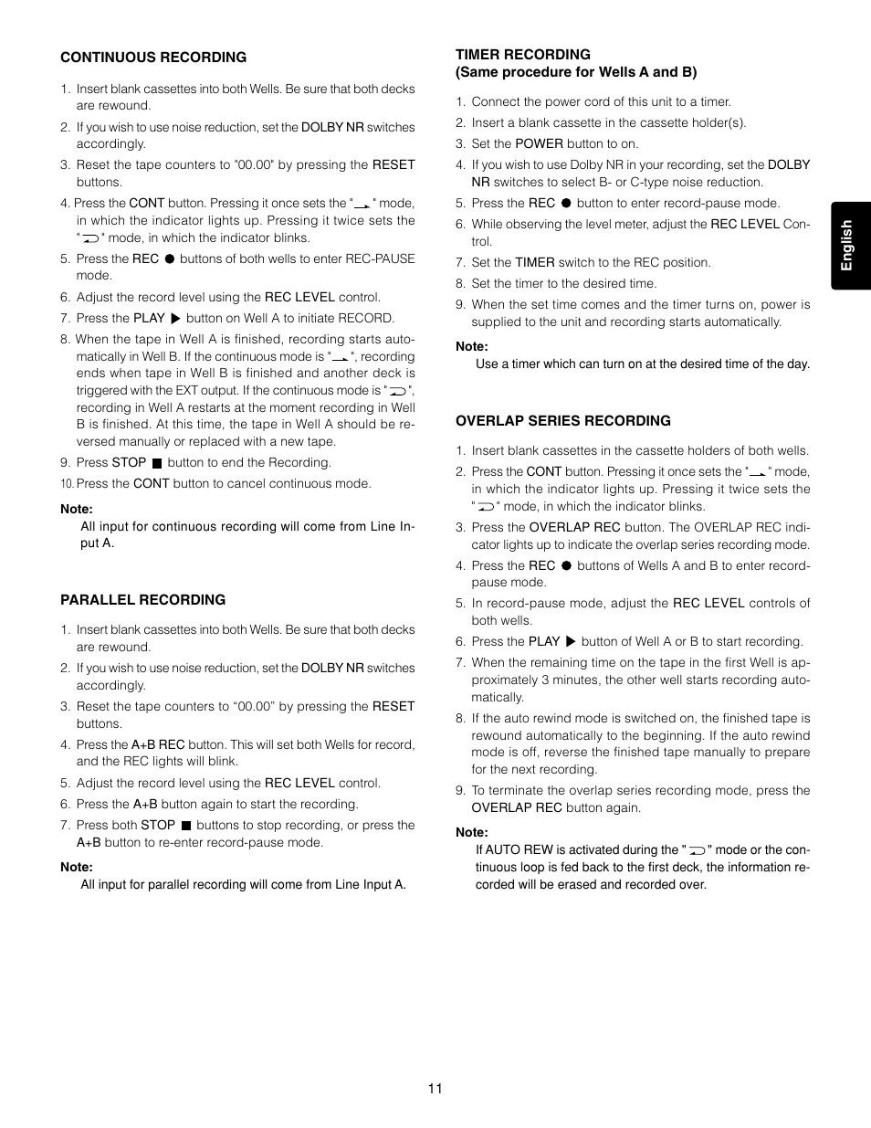 Marantz 3-Head Double Cassette Deck PMD520 User Manual | Page 12 / 22