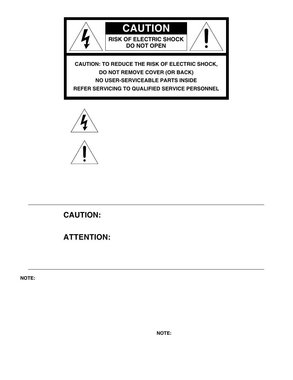 Caution, Warning, Attention | Marantz 3-Head Double Cassette Deck PMD520 User Manual | Page 2 / 22