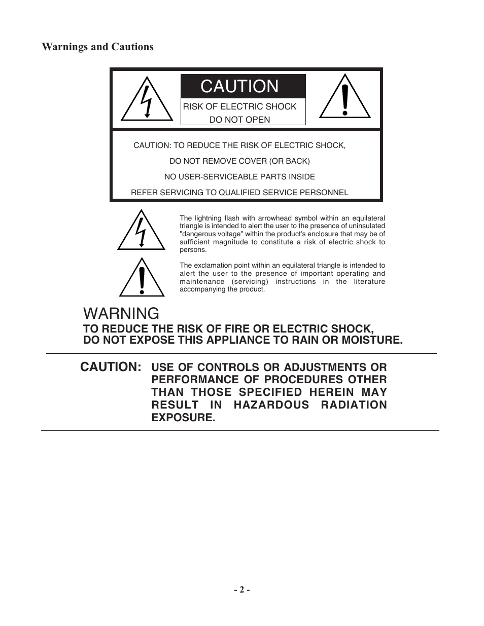 Caution, Warning | Marantz PMD570 User Manual | Page 2 / 55