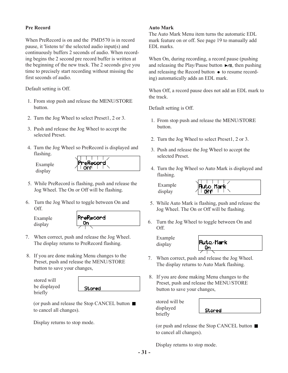 Marantz PMD570 User Manual | Page 31 / 55