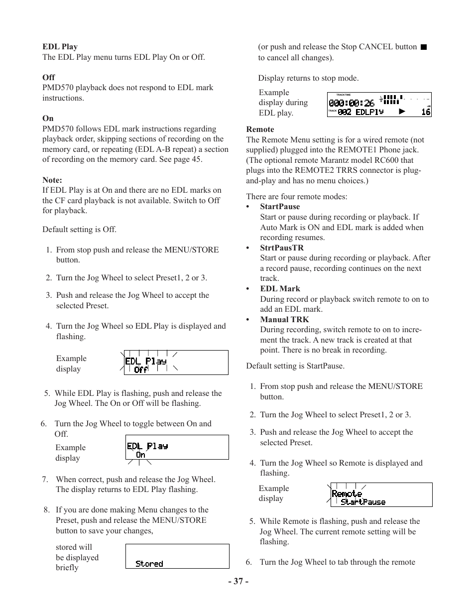 Marantz PMD570 User Manual | Page 37 / 55