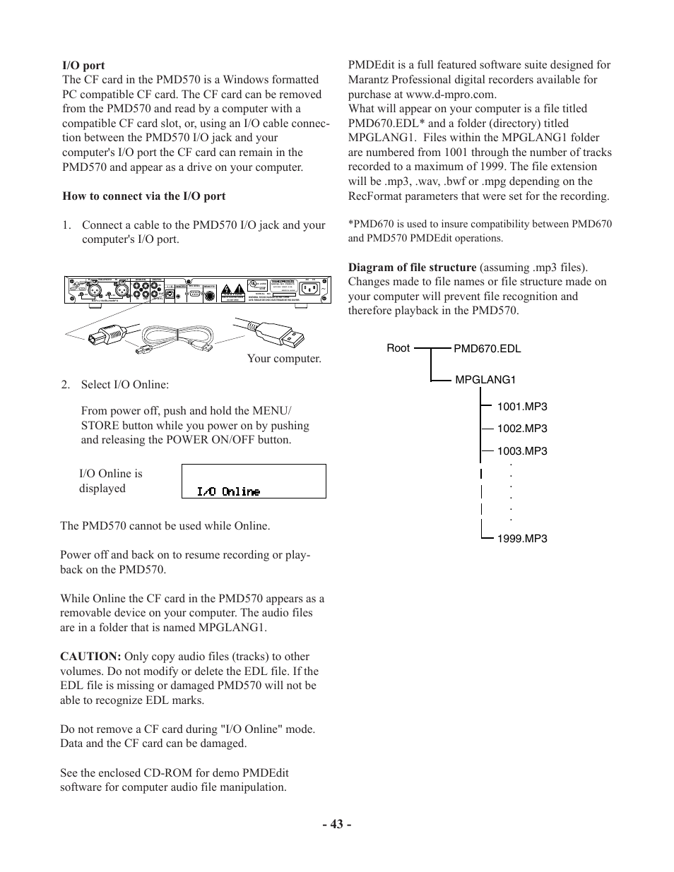 Ground hot (+) cold (-) 2 1 3 | Marantz PMD570 User Manual | Page 43 / 55