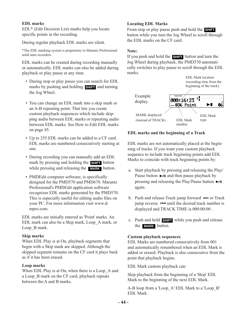 Marantz PMD570 User Manual | Page 44 / 55