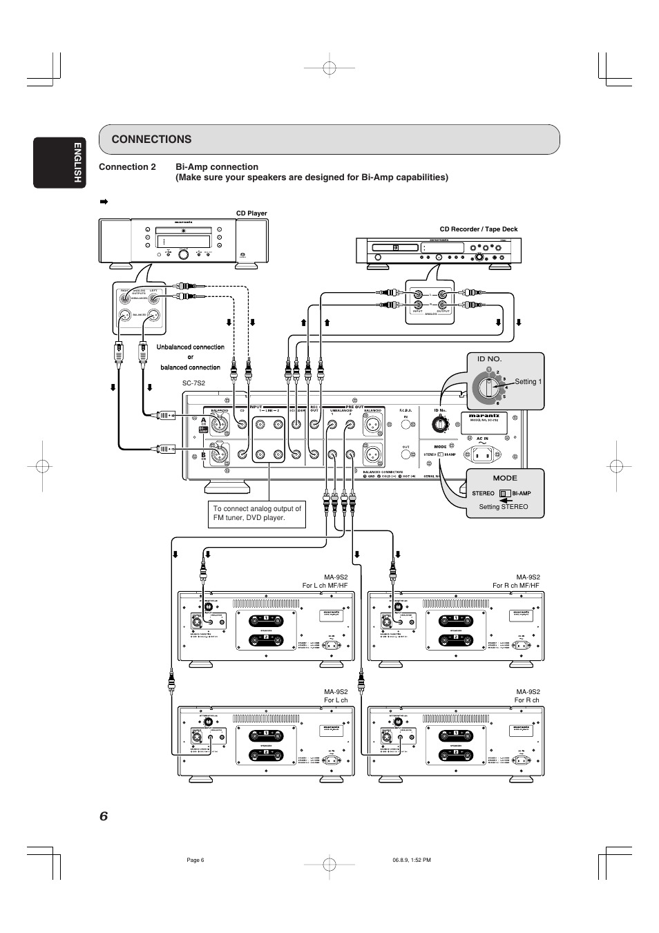 Connections, Push, English | Marantz SC-7S2 User Manual | Page 10 / 26